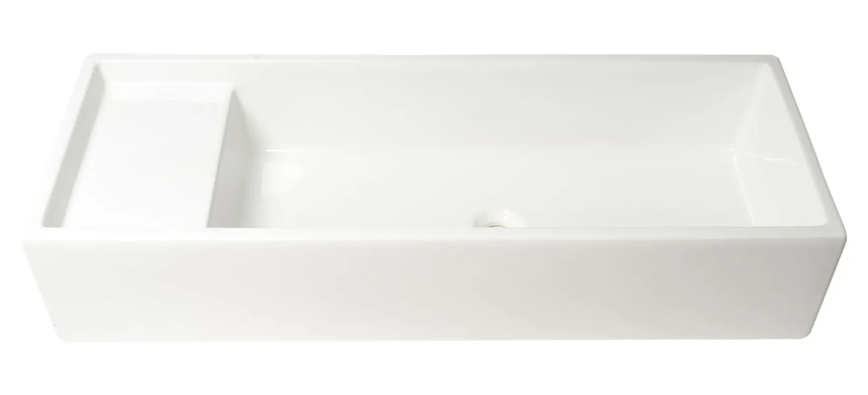 ALFI brand 39.4" x 14.6" Rectangle Above Mount or Semi Recessed Fireclay Bathroom Sink, White, No Faucet Hole, AB39TR