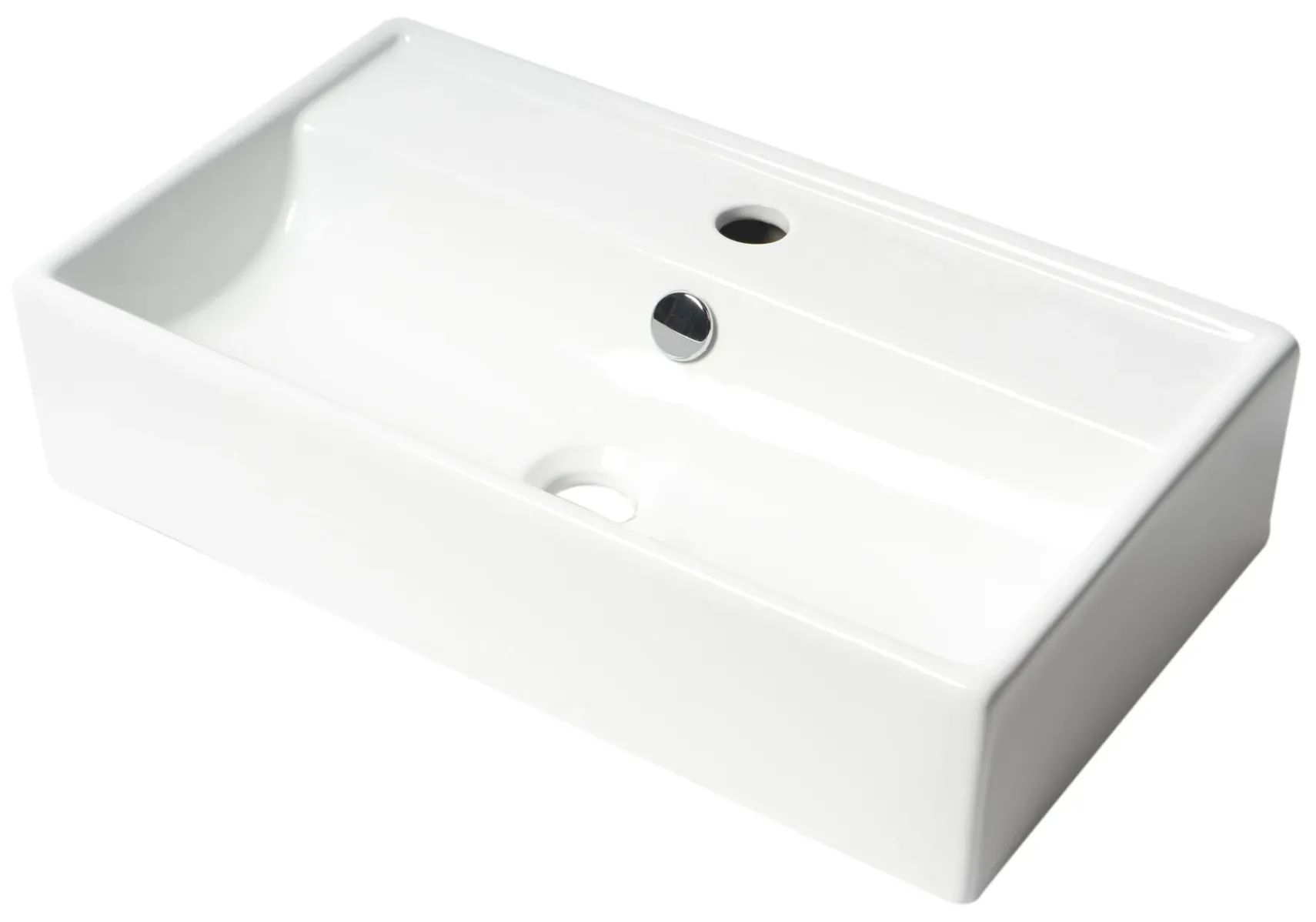 ALFI brand 21.38" x 12.25" Rectangle Wall Mount Porcelain Bathroom Sink, White, 1 Faucet Hole, ABC122
