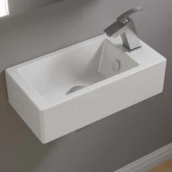 ALFI brand 19.75" x 10" Rectangle Wall Mount Porcelain Bathroom Sink, White, 1 Faucet Hole, ABC116