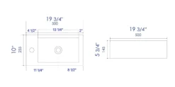 ALFI brand 19.75" x 10" Rectangle Wall Mount Porcelain Bathroom Sink, White, 1 Faucet Hole, ABC116