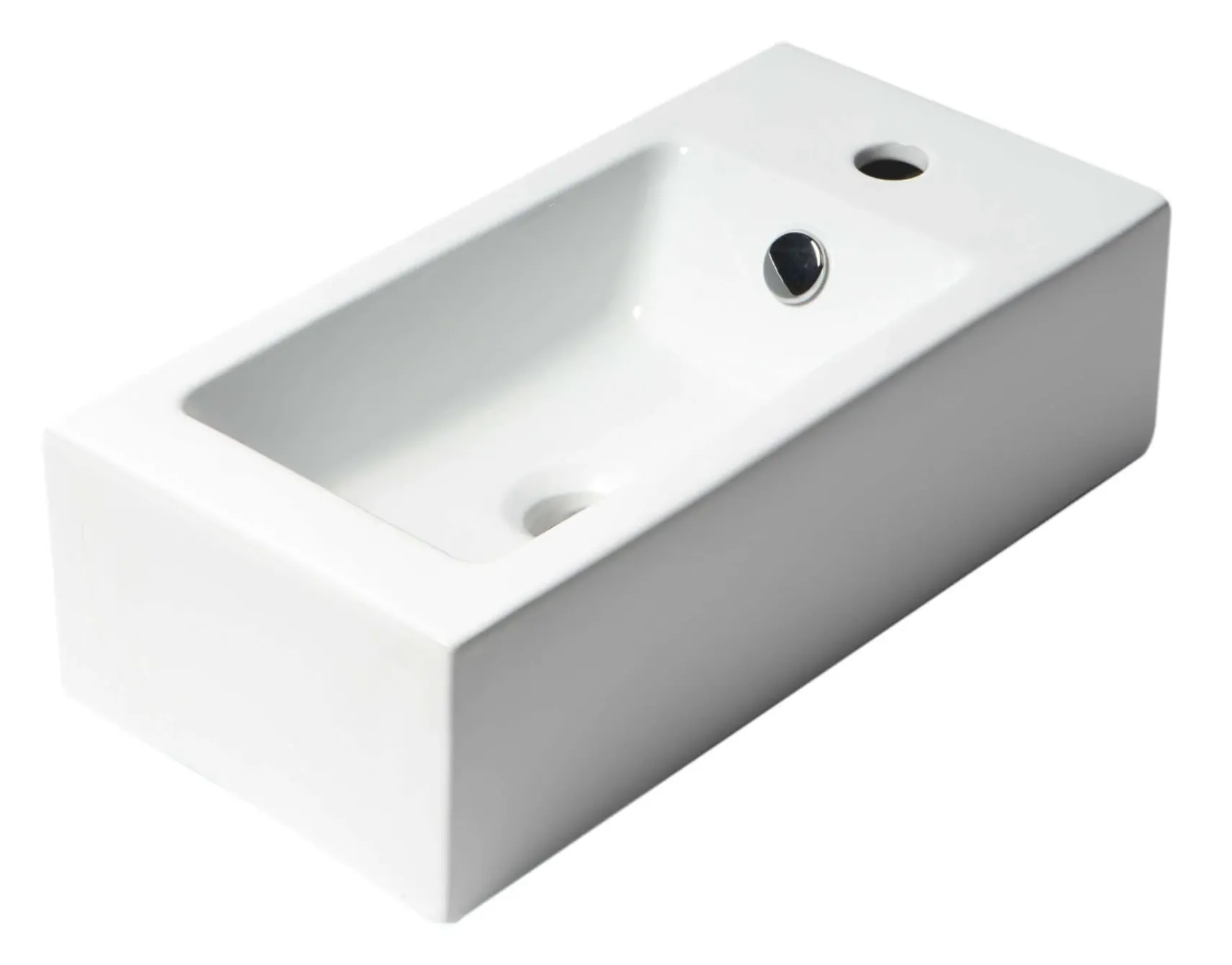 ALFI brand 19.75" x 10" Rectangle Wall Mount Porcelain Bathroom Sink, White, 1 Faucet Hole, ABC116