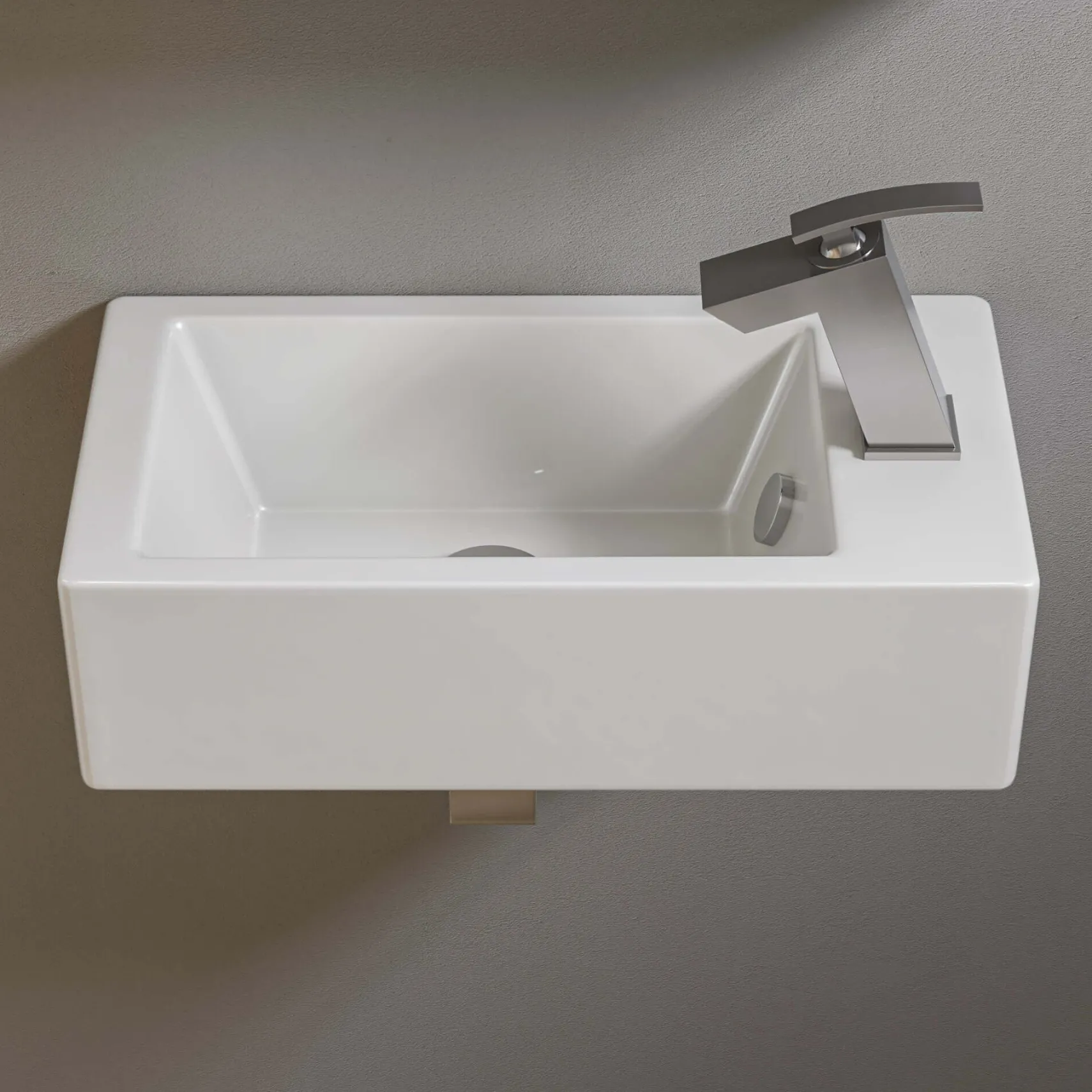 ALFI brand 19.75" x 10" Rectangle Wall Mount Porcelain Bathroom Sink, White, 1 Faucet Hole, ABC116
