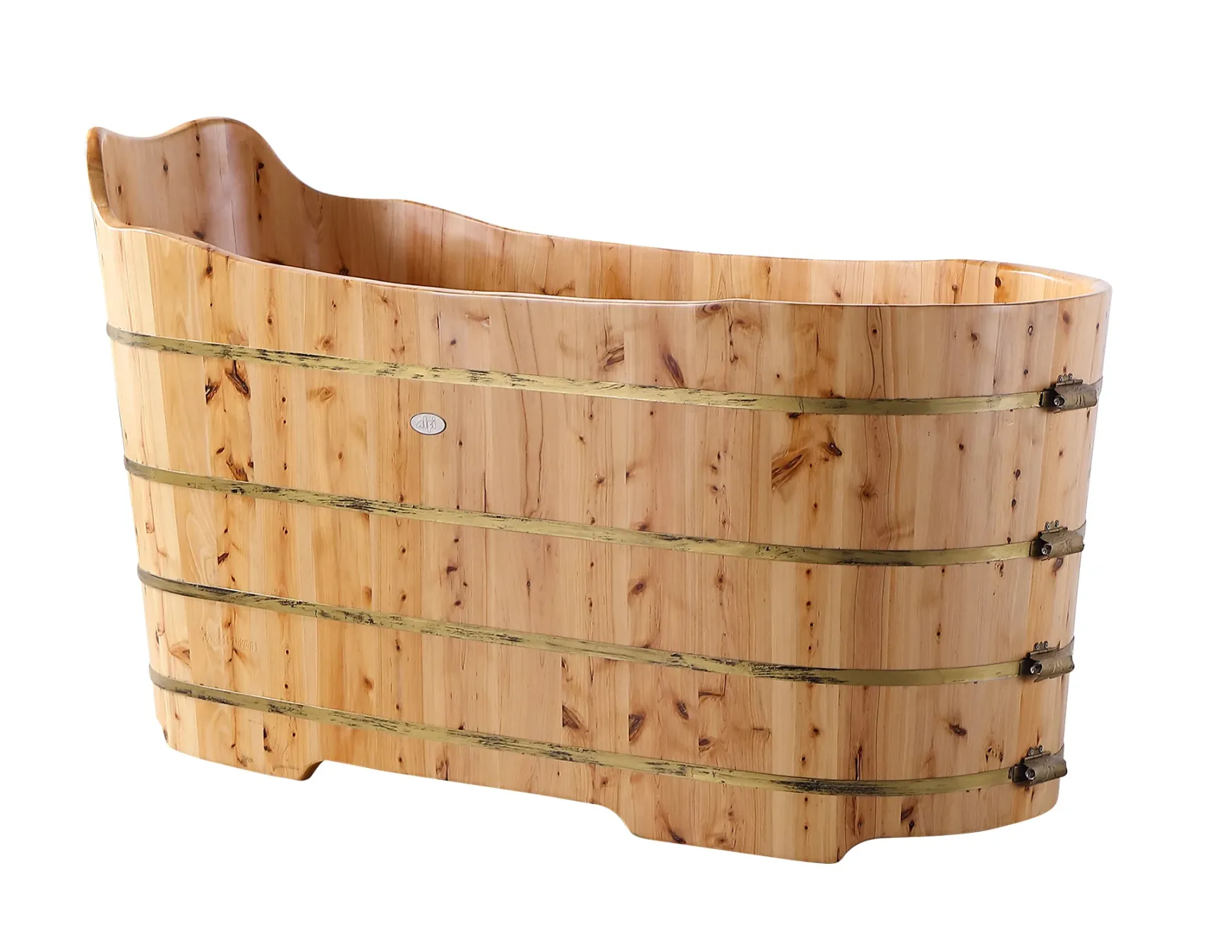 ALFI brand AB1103 59" Free Standing Cedar Wood Bathtub with Bench