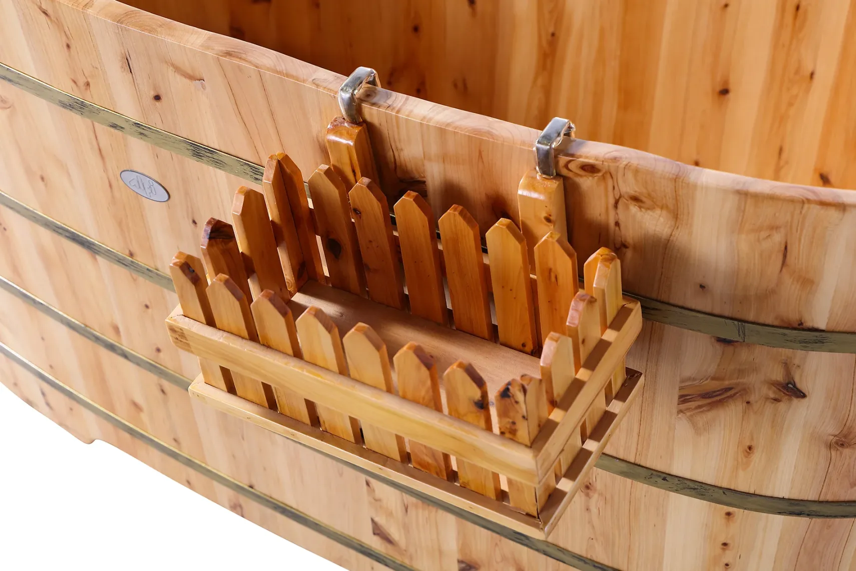ALFI brand AB1103 59" Free Standing Cedar Wood Bathtub with Bench