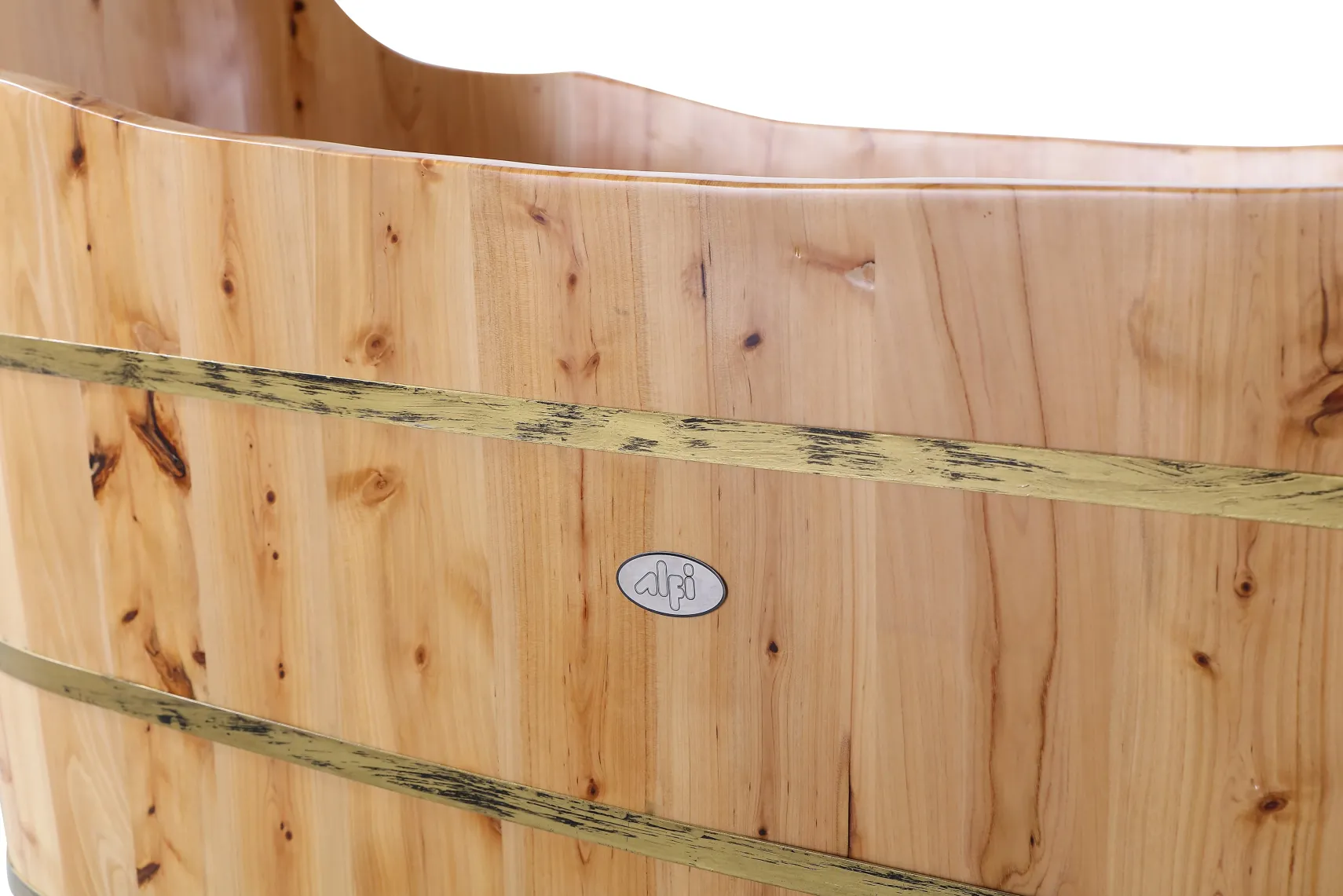 ALFI brand AB1103 59" Free Standing Cedar Wood Bathtub with Bench