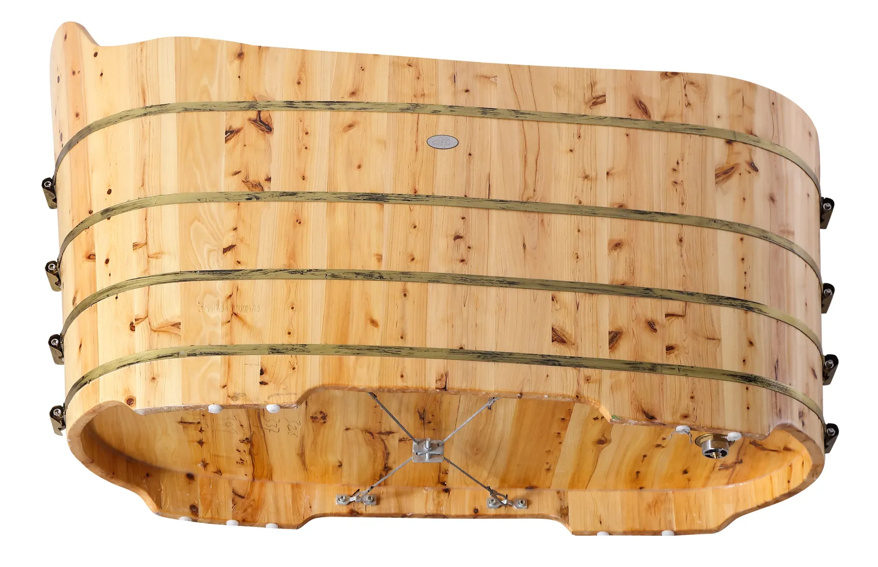 ALFI brand AB1103 59" Free Standing Cedar Wood Bathtub with Bench