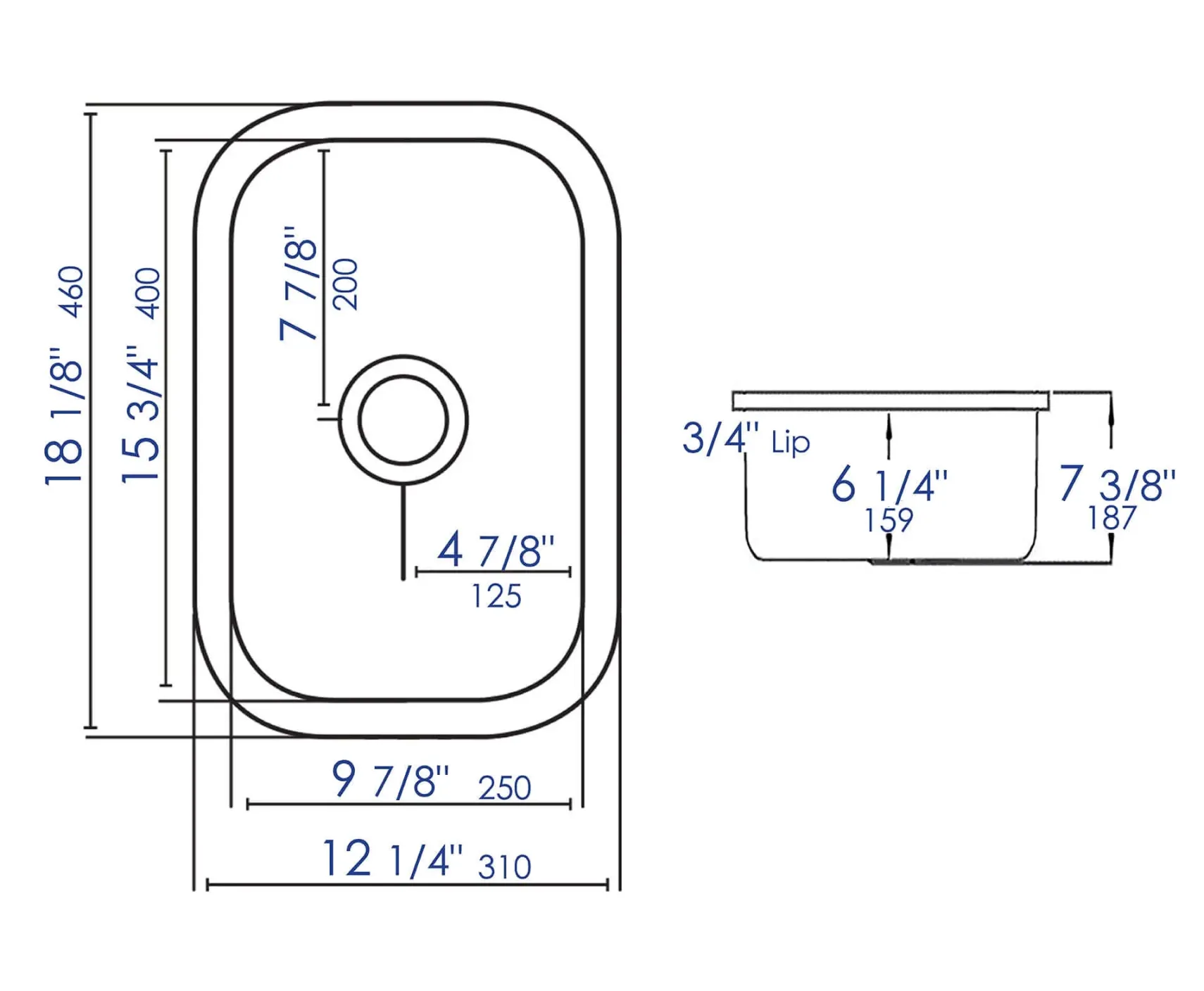 ALFI brand AB1218 Small Rectangular Fireclay Undermount or Drop In Prep / Bar Sink