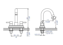 ALFI brand AB1400-BN Brushed Nickel Two-Handle 4'' Centerset Bathroom Faucet
