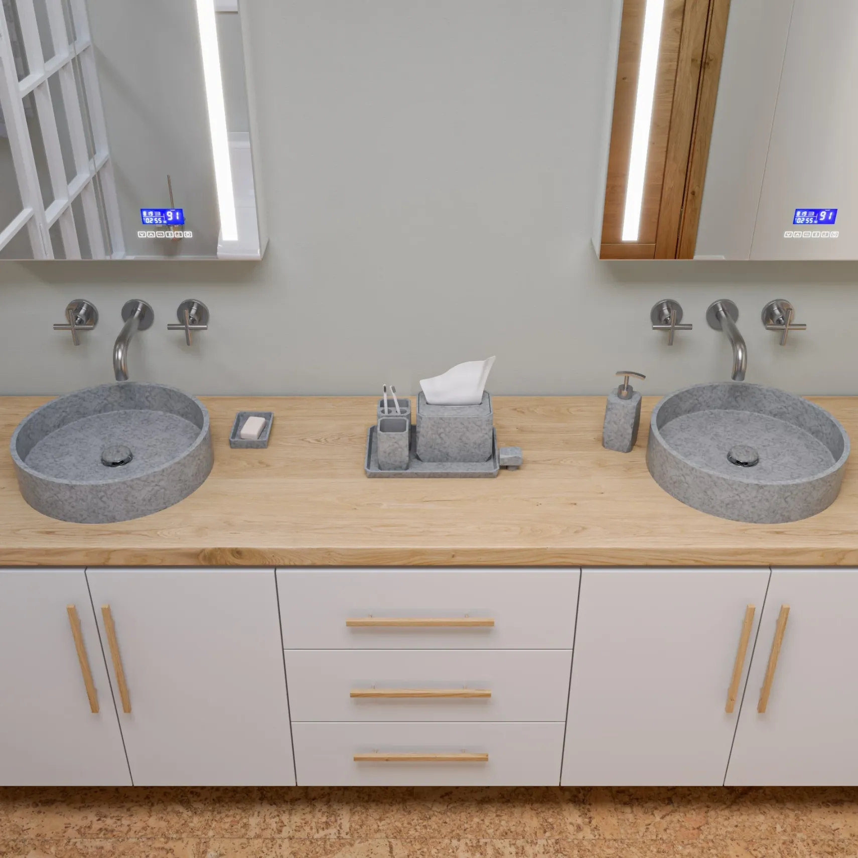 ALFI brand AB1035-BN Brushed Nickel 8" Widespread Wall-Mounted Cross Handle Faucet