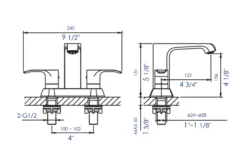 ALFI brand AB1493-BN Brushed Nickel Two-Handle 4'' Centerset Bathroom Faucet