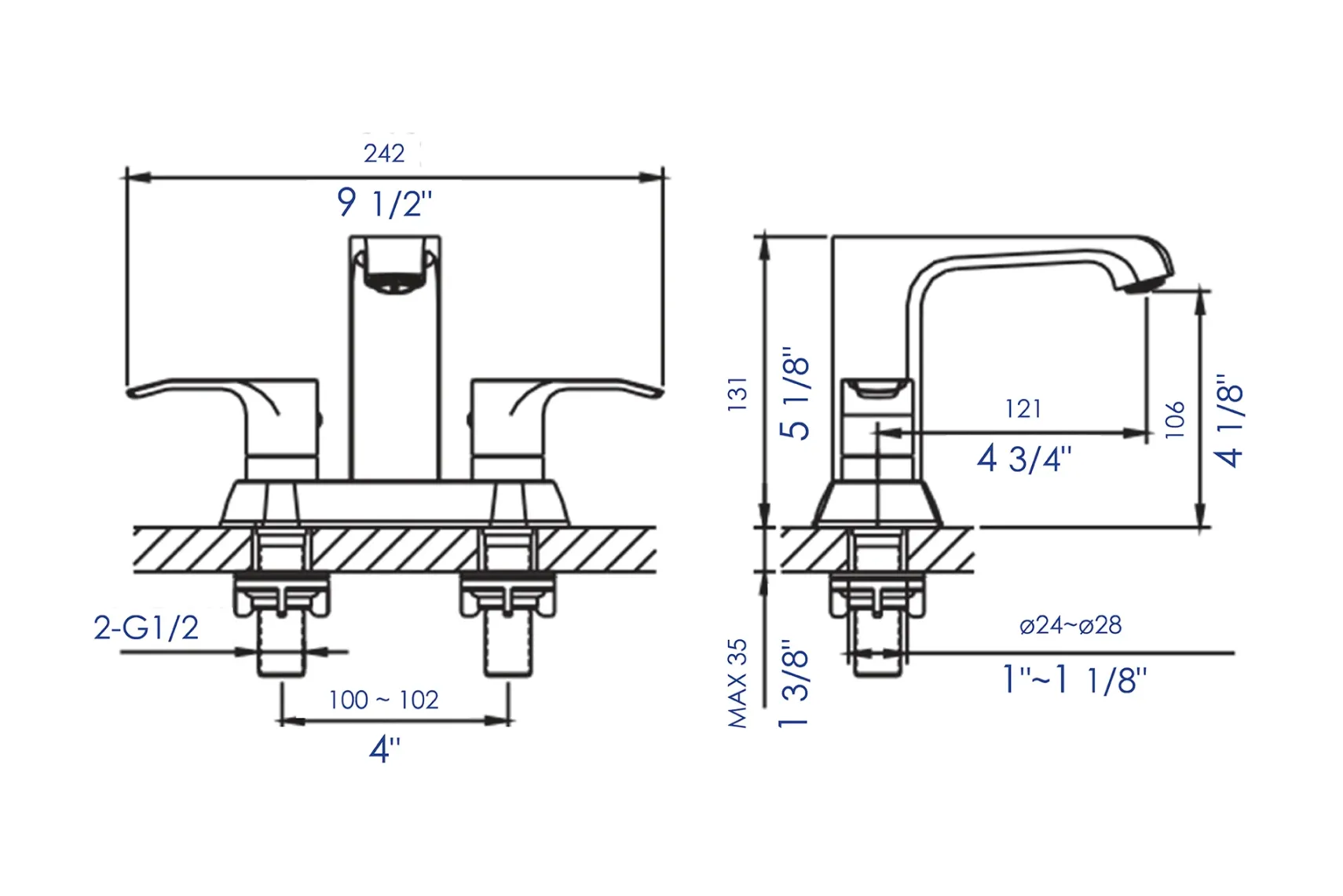 ALFI brand AB1493-BN Brushed Nickel Two-Handle 4'' Centerset Bathroom Faucet