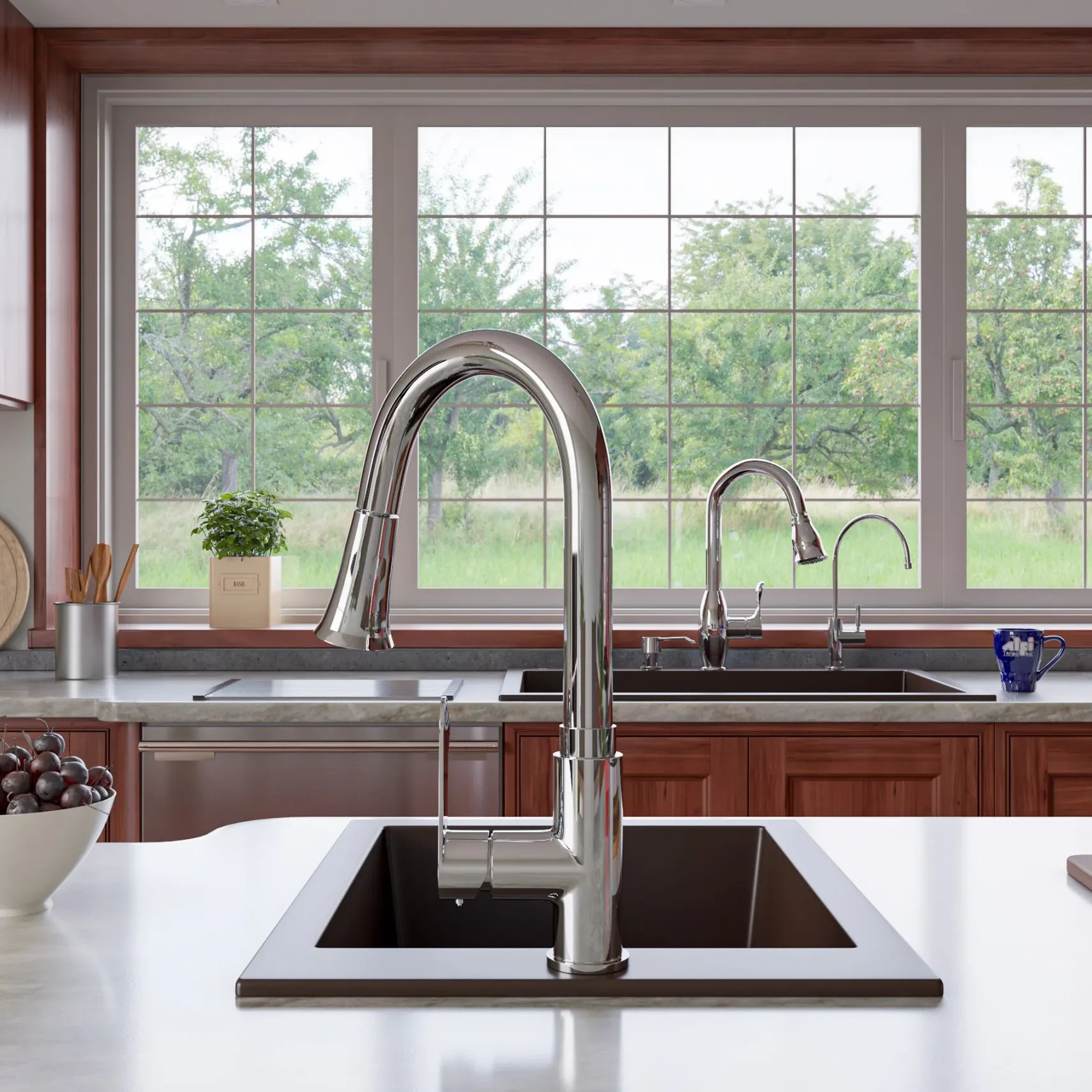 ALFI brand AB1720DI-C Chocolate 17" Drop-In Rectangular Granite Composite Kitchen Prep Sink