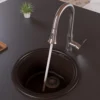 ALFI brand AB1717DI-C Chocolate 17" Drop-In Round Granite Composite Kitchen Prep Sink