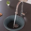 ALFI brand AB1717DI-T Titanium 17" Drop-In Round Granite Composite Kitchen Prep Sink