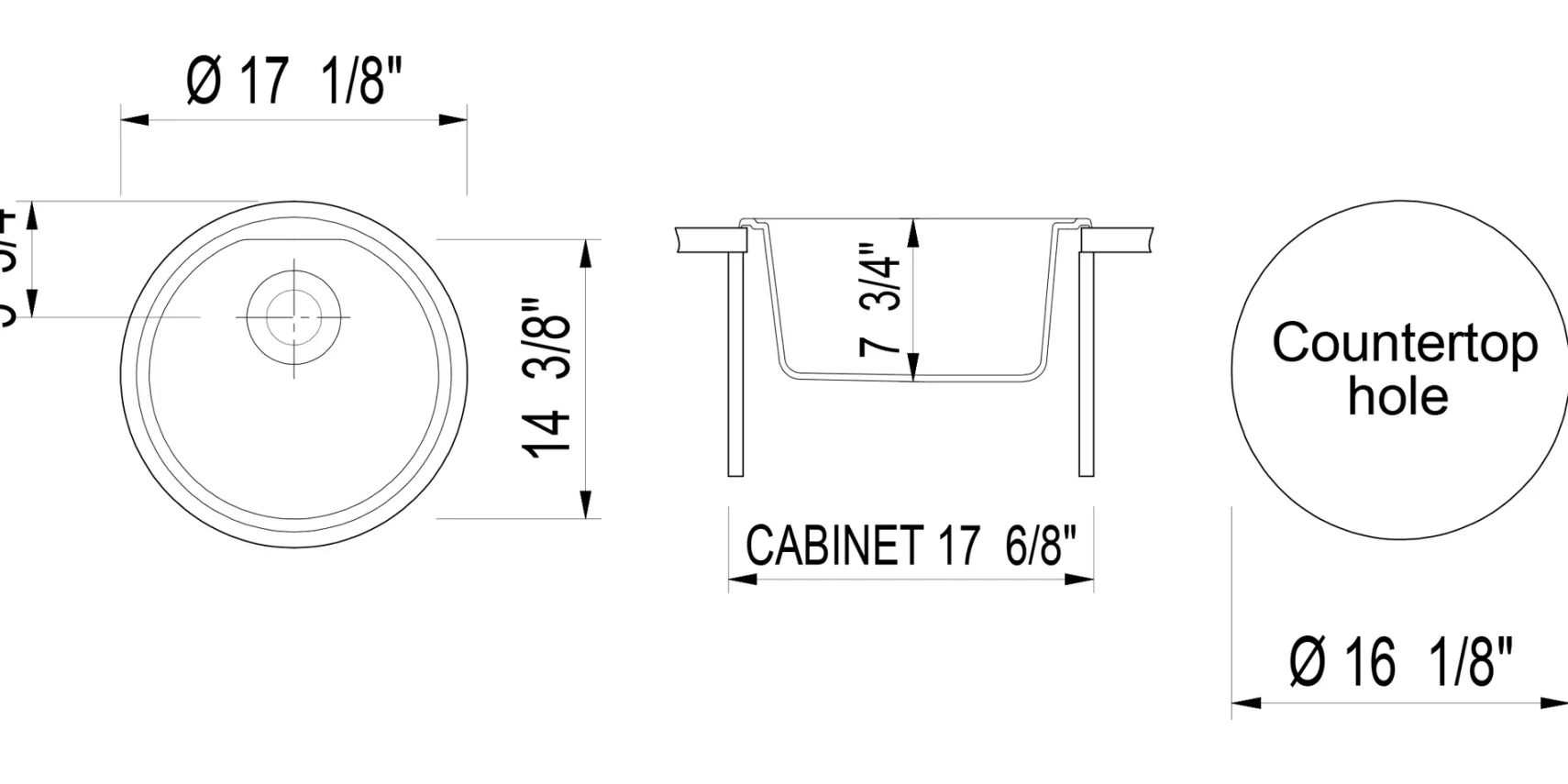 ALFI brand AB1717DI-T Titanium 17" Drop-In Round Granite Composite Kitchen Prep Sink