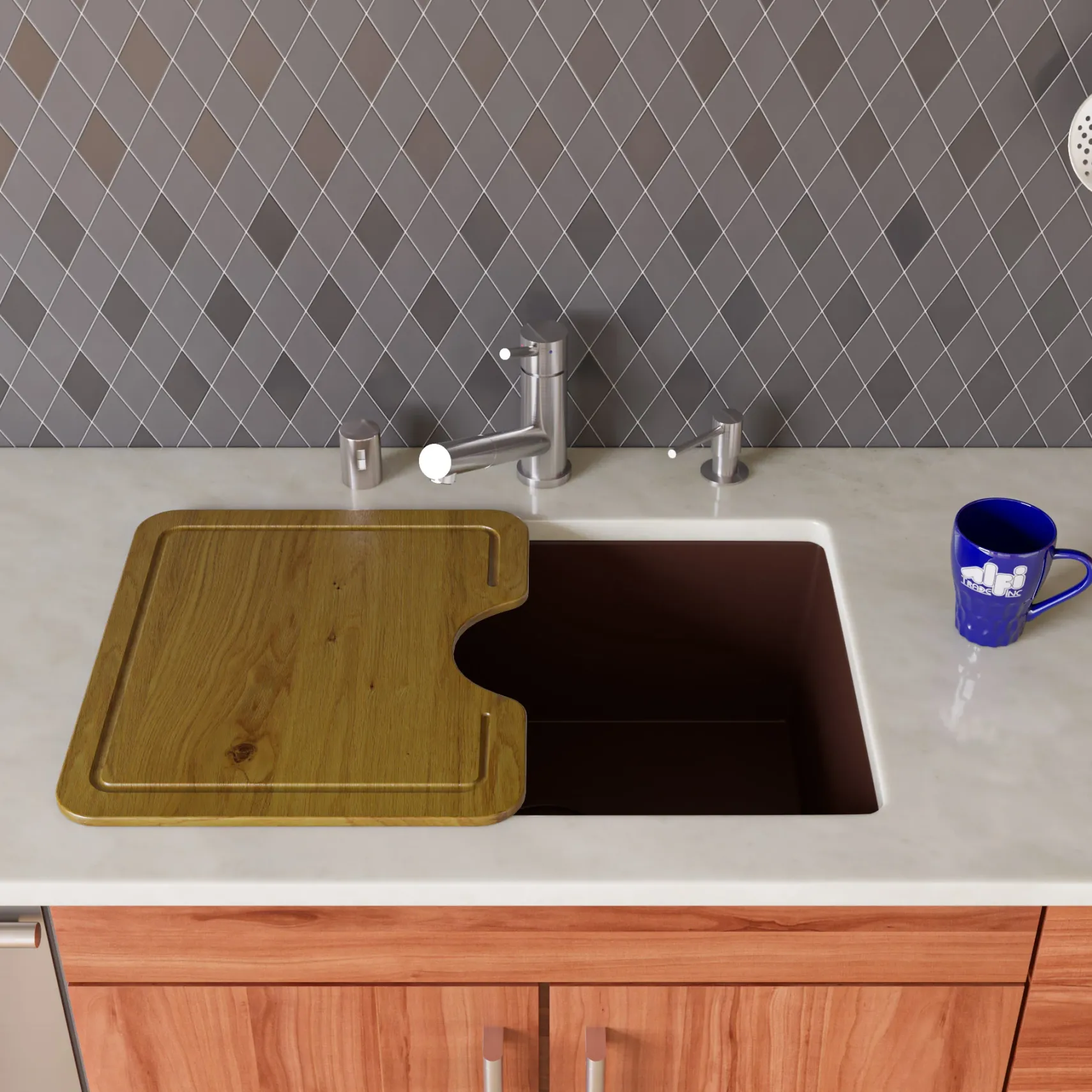 ALFI brand AB2420UM-C Chocolate 24" Undermount Single Bowl Granite Composite Kitchen Sink