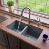 ALFI brand AB3420UM-T Titanium 34" Undermount Double Bowl Granite Composite Kitchen Sink