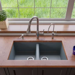 ALFI brand AB3420UM-T Titanium 34" Undermount Double Bowl Granite Composite Kitchen Sink