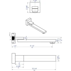 ALFI brand Brass, AB7701-BM Black Matte Square Foldable Tub Spout