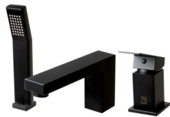 ALFI brand Brass, AB2322-BM Black Matte 3 Hole Deck Mounted Tub Filler with Hand Held