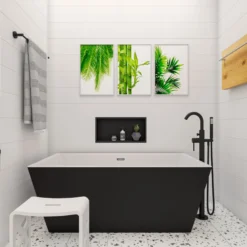 ALFI brand Brass, AB2534-BM Black Matte Single Lever Floor Mounted Tub Filler Mixer w Hand Held Shower Head