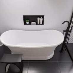 ALFI brand Brass, AB2534-BM Black Matte Single Lever Floor Mounted Tub Filler Mixer w Hand Held Shower Head