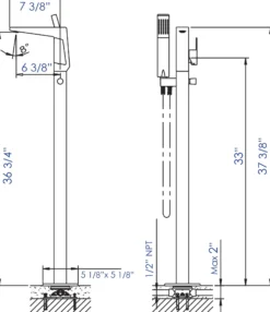 ALFI brand Brass, AB2475-BN Brushed Nickel Single Hole Floor Mounted Tub Filler