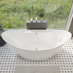 ALFI brand Brass, AB2703-BN Brushed Nickel Deck Mounted Tub Filler and Round Hand Held Shower Head