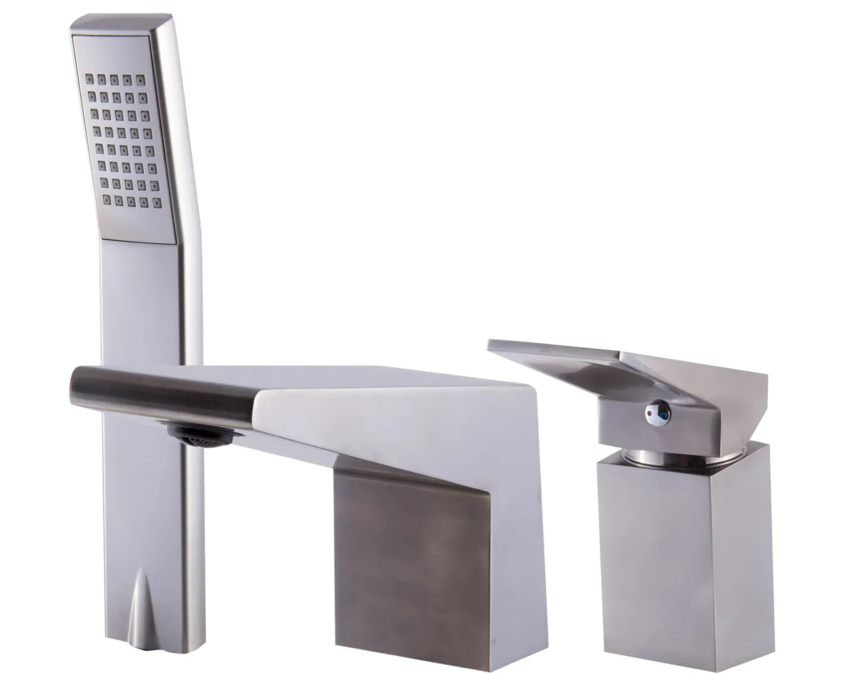 ALFI brand Brass, AB2464-BN Brushed Nickel Deck Mounted 3 Hole Tub Filler & Shower Head