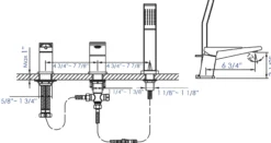 ALFI brand Brass, AB2464-BN Brushed Nickel Deck Mounted 3 Hole Tub Filler & Shower Head