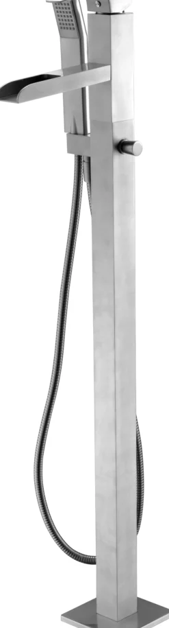 ALFI brand Brass, AB2843-BN Brushed Nickel Single Hole Floor Mounted Waterfall Tub Filler