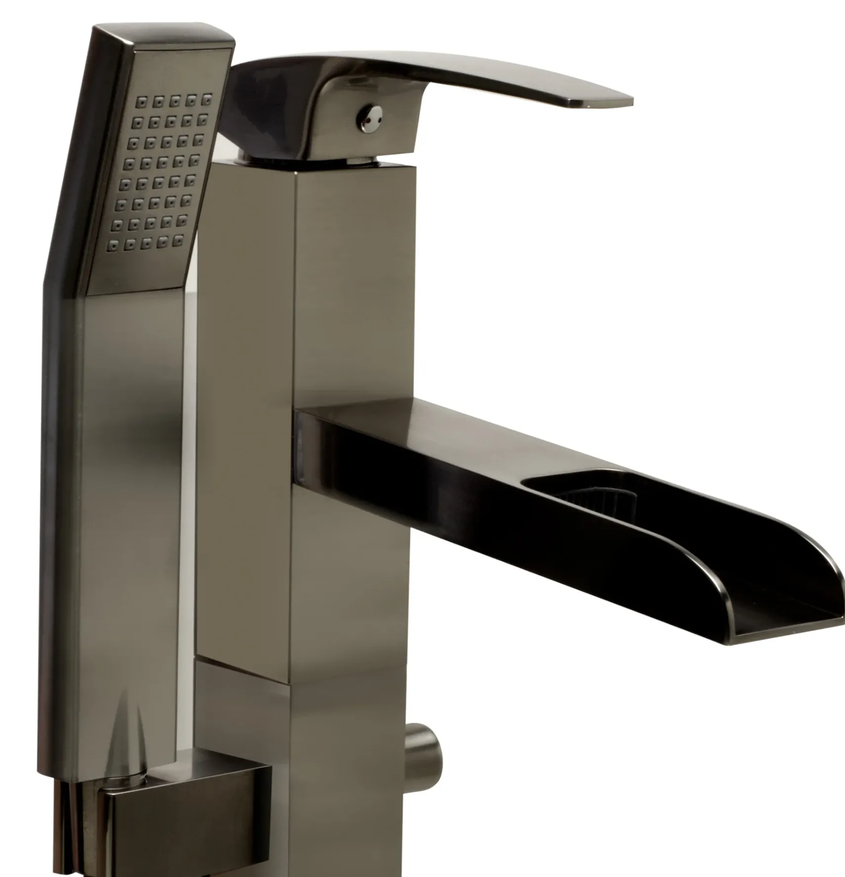 ALFI brand Brass, AB2843-BN Brushed Nickel Single Hole Floor Mounted Waterfall Tub Filler