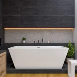 ALFI brand Brass, AB2322-BN Brushed Nickel Deck Mounted Tub Filler and Square Hand Held Shower Head