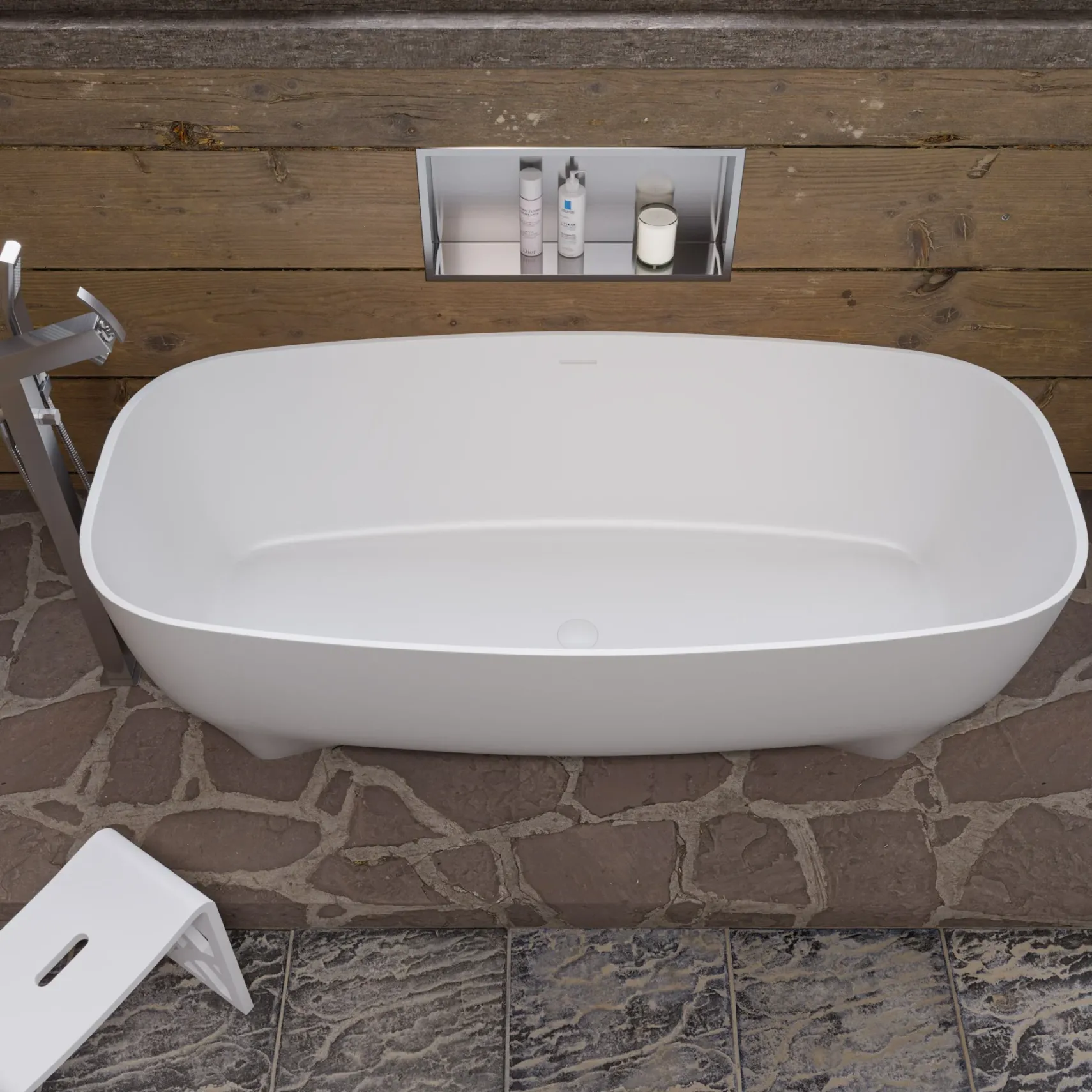 ALFI brand Brass, AB2728-BN Brushed Nickel Floor Mounted Tub Filler + Mixer /w additional Hand Held Shower Head
