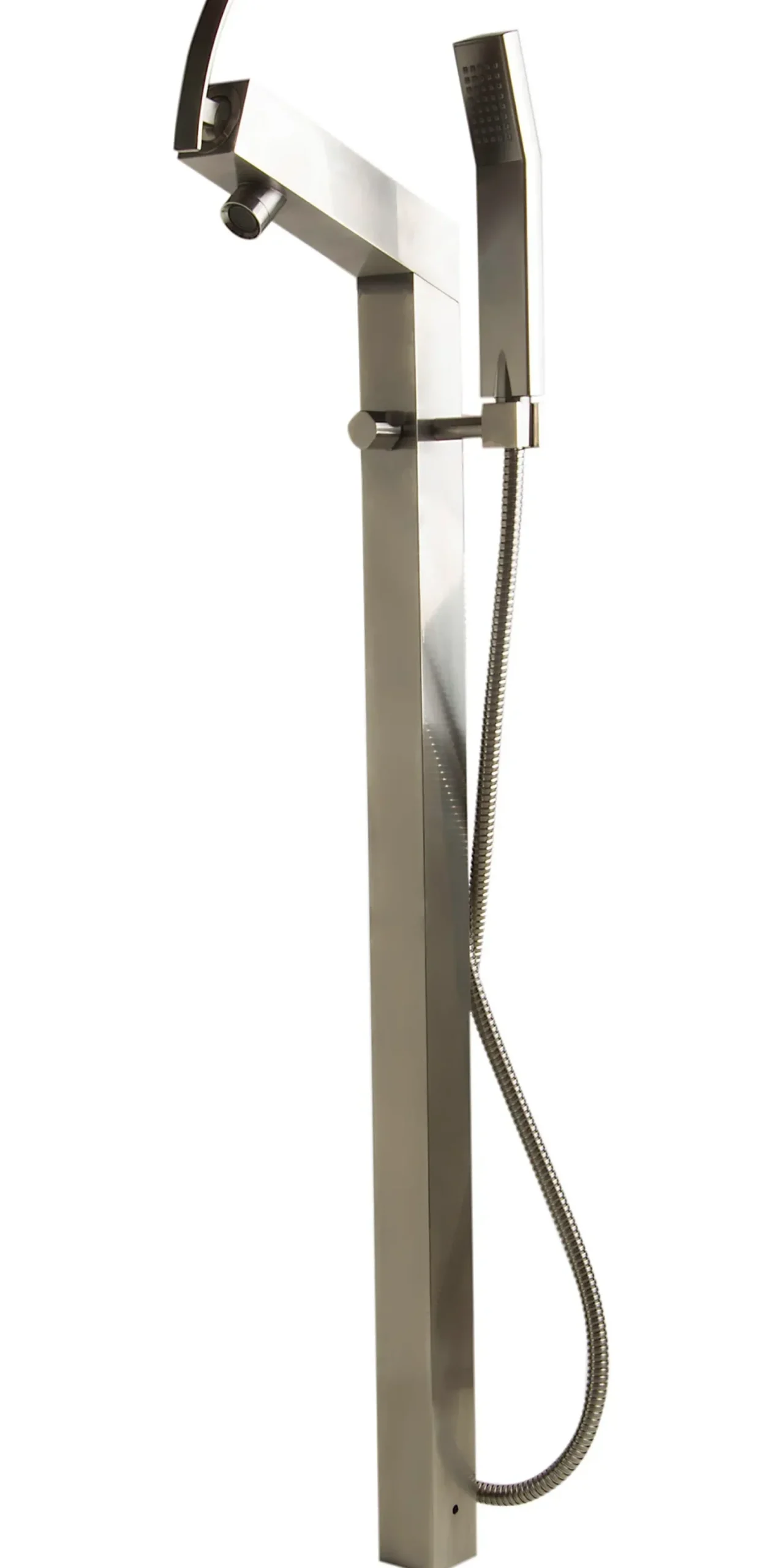 ALFI brand Brass, AB2728-BN Brushed Nickel Floor Mounted Tub Filler + Mixer /w additional Hand Held Shower Head