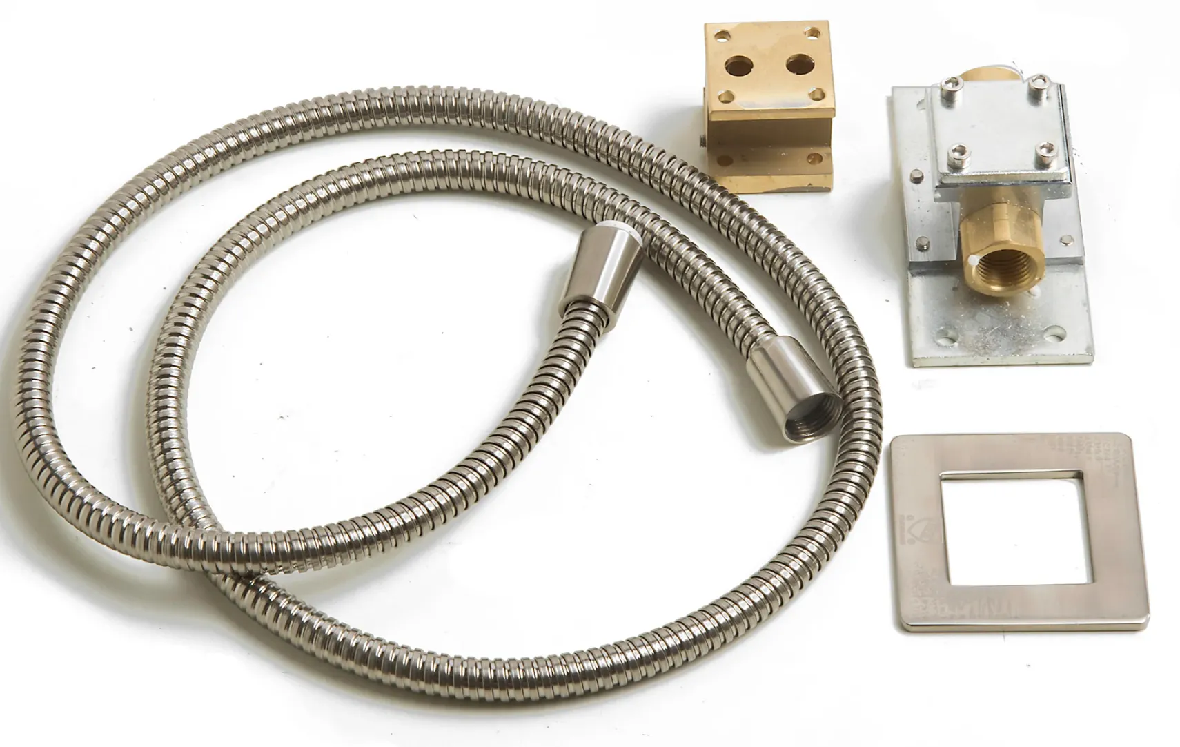 ALFI brand Brass, AB2728-BN Brushed Nickel Floor Mounted Tub Filler + Mixer /w additional Hand Held Shower Head