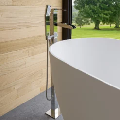ALFI brand Brass, AB2843-PC Polished Chrome Single Hole Floor Mounted Waterfall Tub Filler