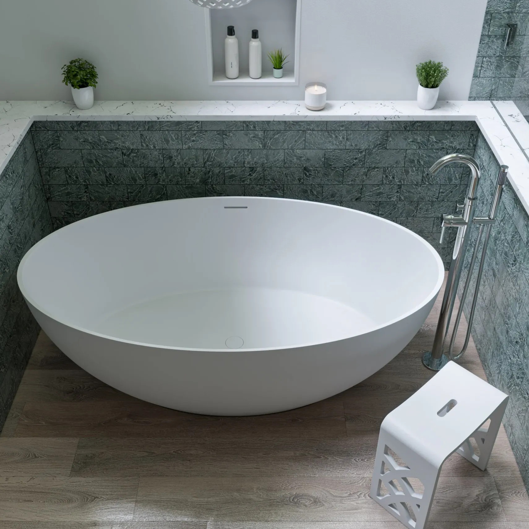 ALFI brand Brass, AB2534-PC Polished Chrome Single Lever Floor Mounted Tub Filler Mixer w Hand Held Shower Head