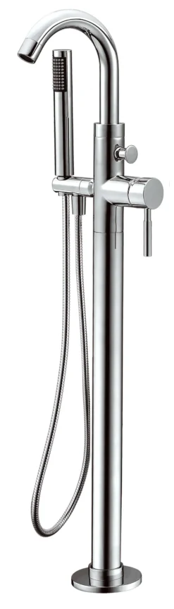 ALFI brand Brass, AB2534-PC Polished Chrome Single Lever Floor Mounted Tub Filler Mixer w Hand Held Shower Head