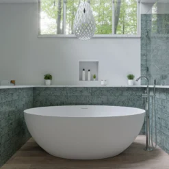 ALFI brand Brass, AB2534-PC Polished Chrome Single Lever Floor Mounted Tub Filler Mixer w Hand Held Shower Head