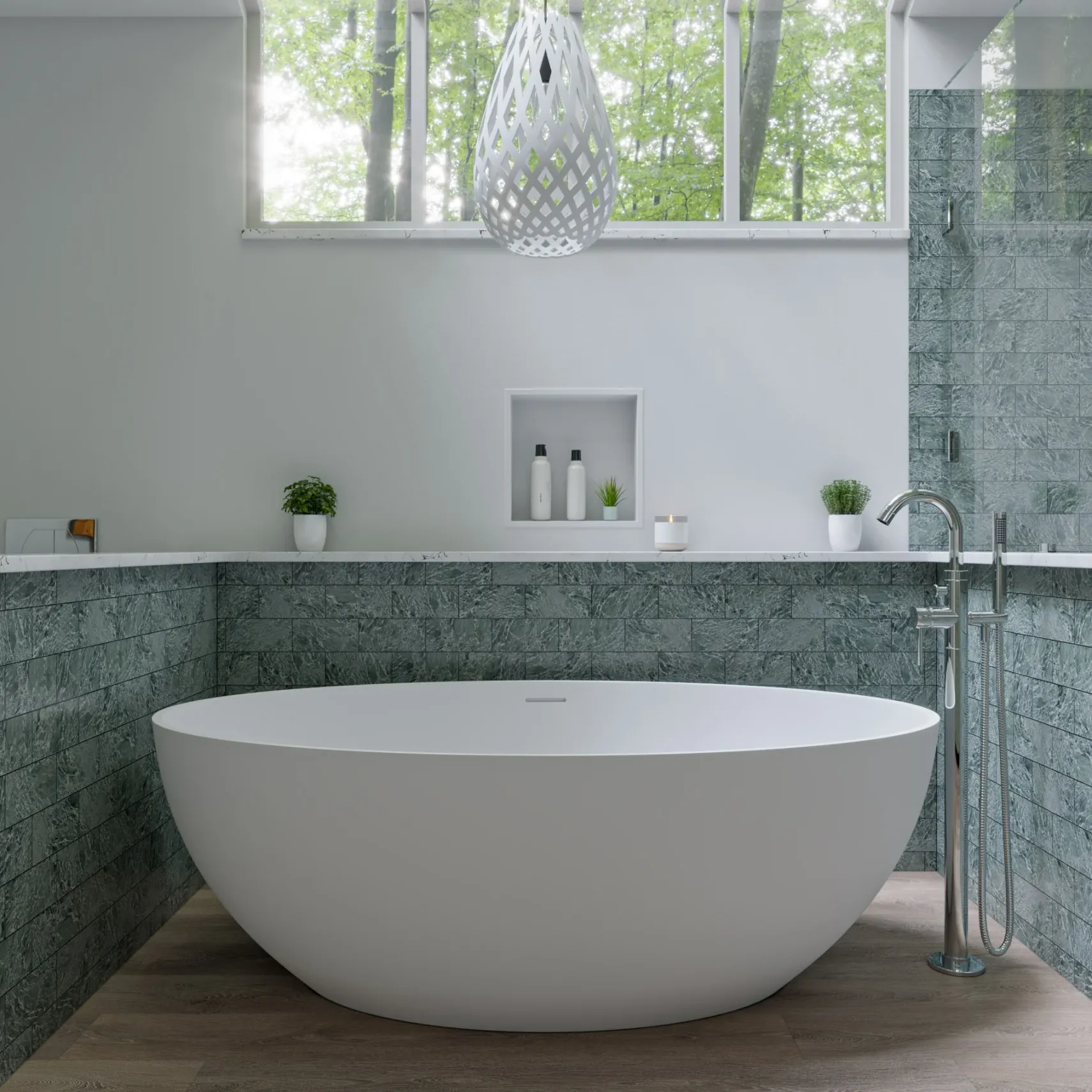 ALFI brand Brass, AB2534-PC Polished Chrome Single Lever Floor Mounted Tub Filler Mixer w Hand Held Shower Head
