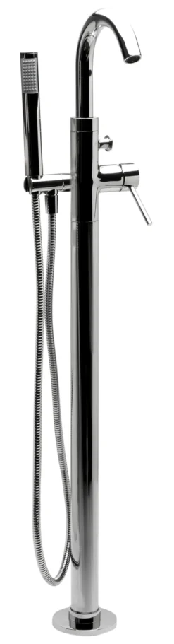 ALFI brand Brass, AB2534-PC Polished Chrome Single Lever Floor Mounted Tub Filler Mixer w Hand Held Shower Head