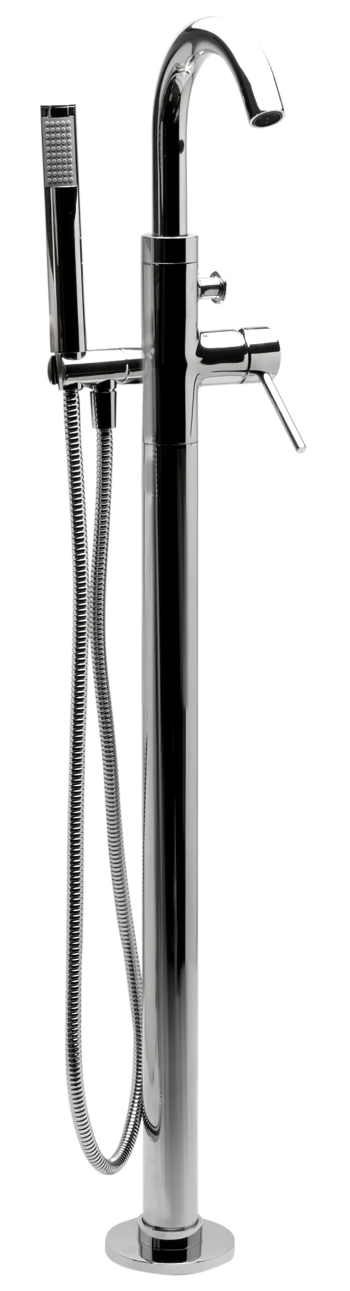 ALFI brand Brass, AB2534-PC Polished Chrome Single Lever Floor Mounted Tub Filler Mixer w Hand Held Shower Head