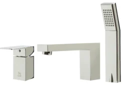 ALFI brand Brass, AB2322-PC Polished Chrome Deck Mounted Tub Filler and Square Hand Held Shower Head