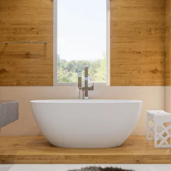 ALFI brand Brass, AB2180-PC Polished Chrome Single Lever Floor Mounted Tub Filler Mixer w Hand Held Shower Head