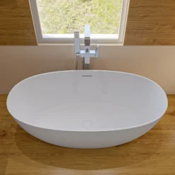 ALFI brand Brass, AB2180-PC Polished Chrome Single Lever Floor Mounted Tub Filler Mixer w Hand Held Shower Head