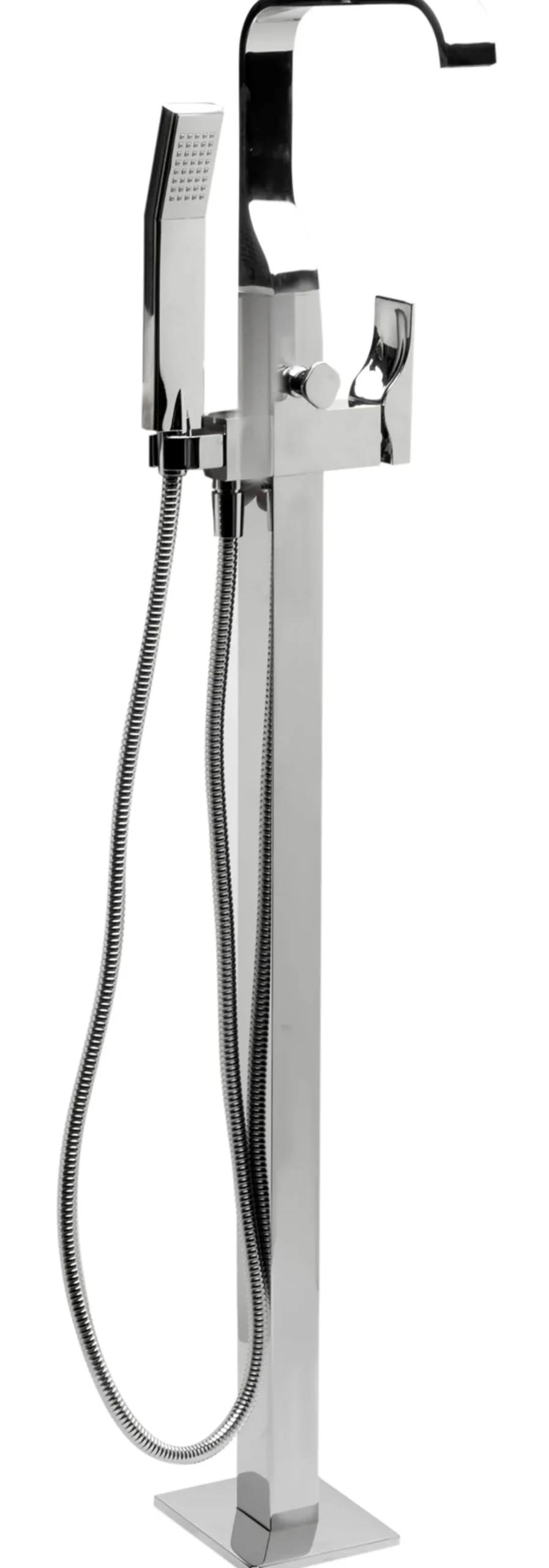 ALFI brand Brass, AB2180-PC Polished Chrome Single Lever Floor Mounted Tub Filler Mixer w Hand Held Shower Head