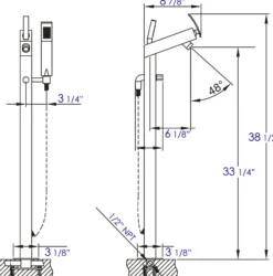 ALFI brand Brass, AB2728-PC Polished Chrome Floor Mounted Tub Filler + Mixer /w additional Hand Held Shower Head