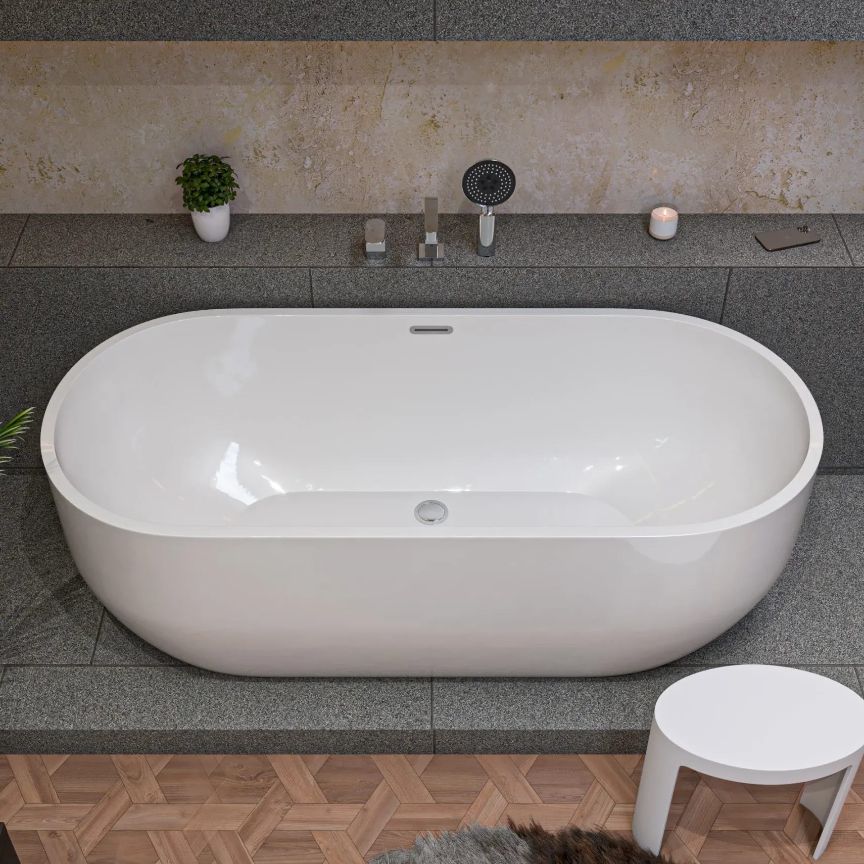 ALFI brand Brass, AB2703-PC Polished Chrome Deck Mounted Tub Filler and Round Hand Held Shower Head