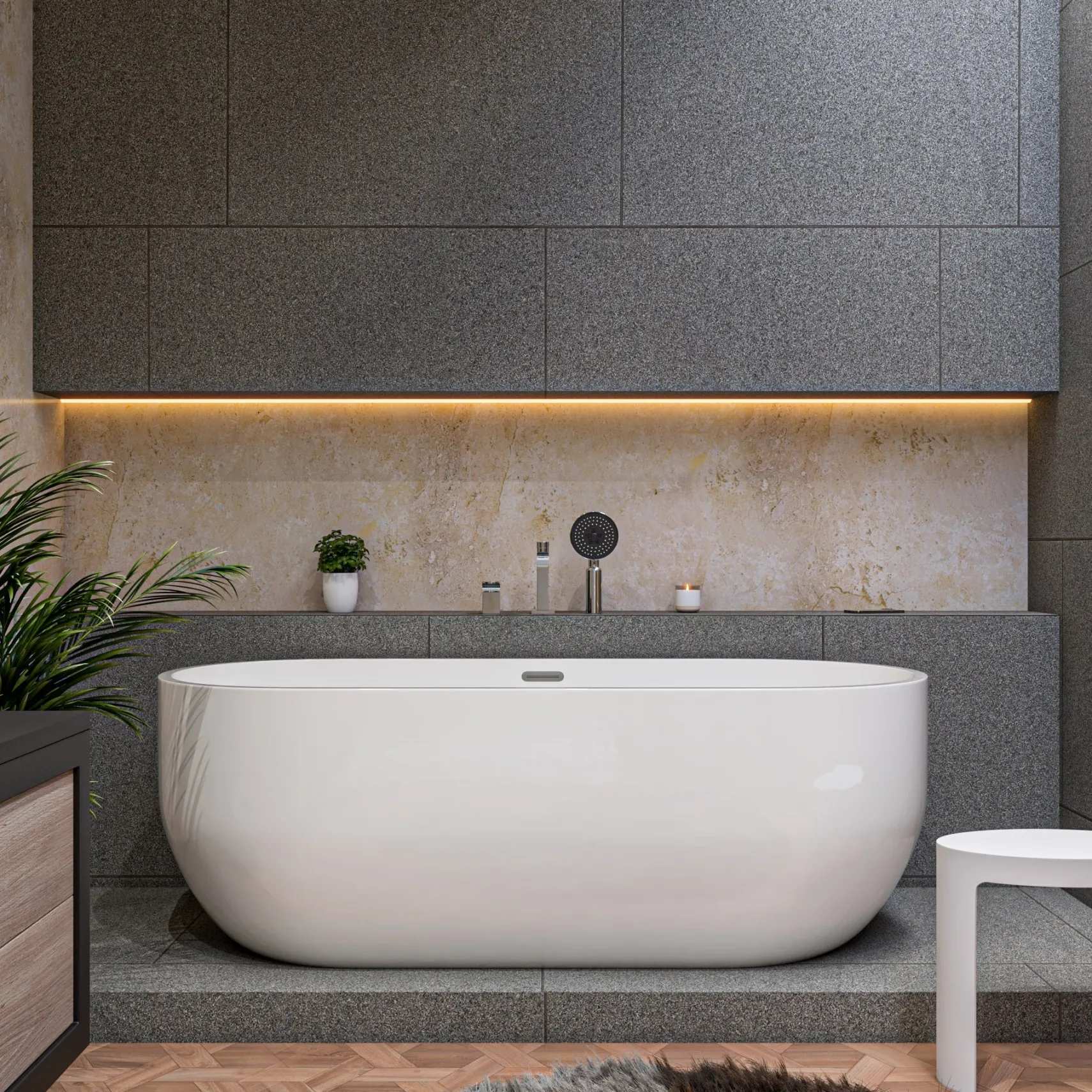 ALFI brand Brass, AB2703-PC Polished Chrome Deck Mounted Tub Filler and Round Hand Held Shower Head